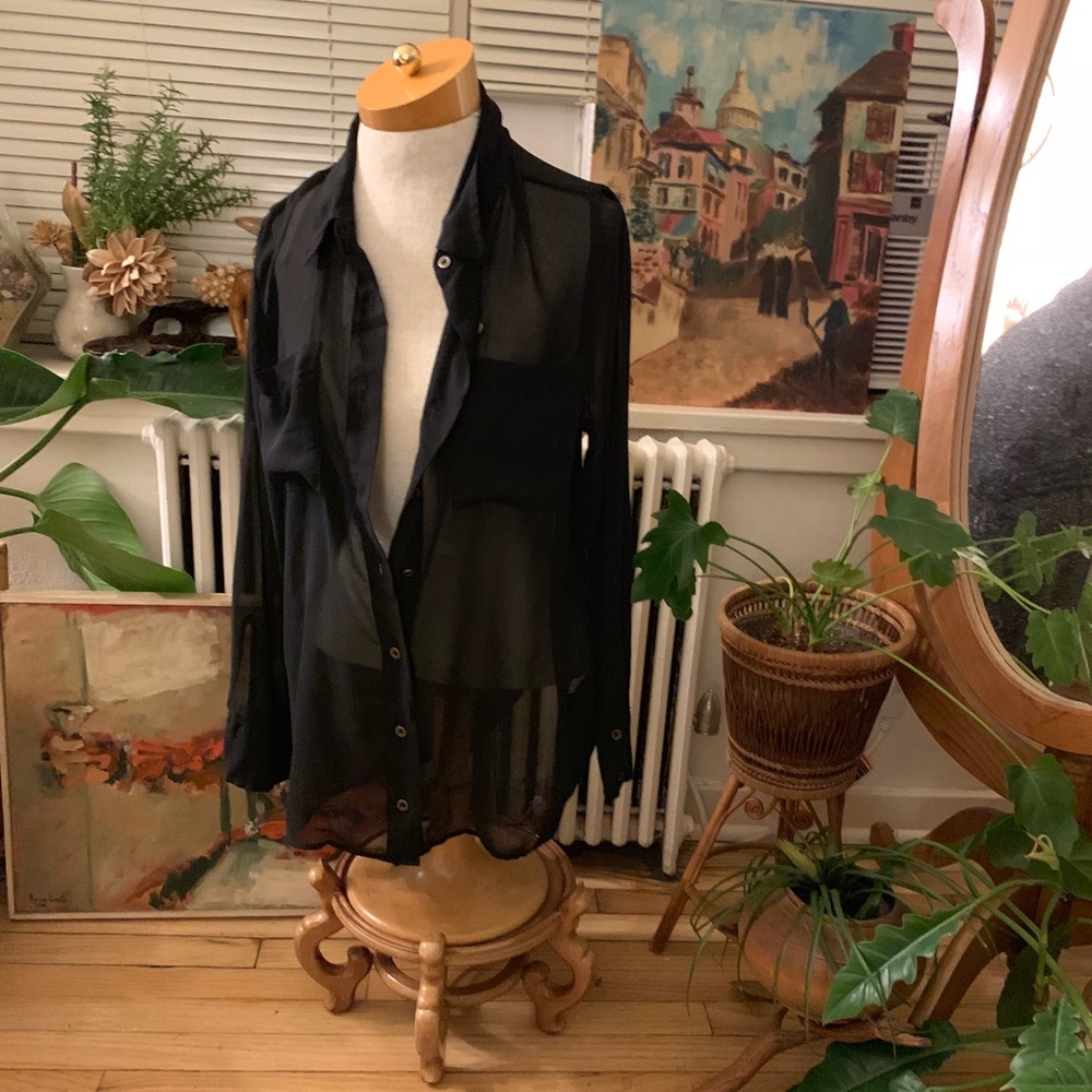 Shear black button down
